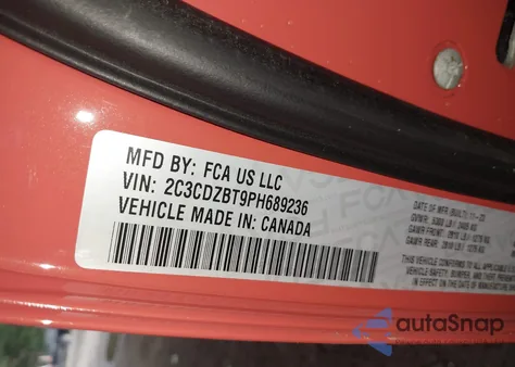 2023 Dodge Challenger R/T from USA, damaged, VIN 2C3CDZBT9PH689236